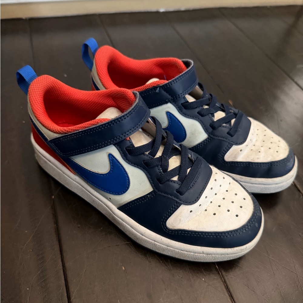 Nike Kids Navy, White & Red Sneakers with Blue Swoosh